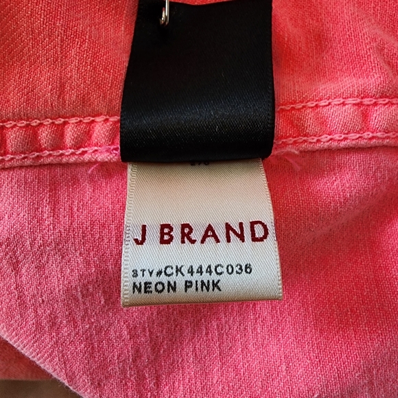 J Brand-Christopher Kane jacket denim neon pink-peach button front sz lrg 🎉 HP - Picture 12 of 15